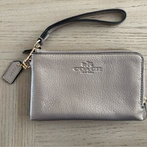 Coach Metallic Gray Wristlet
